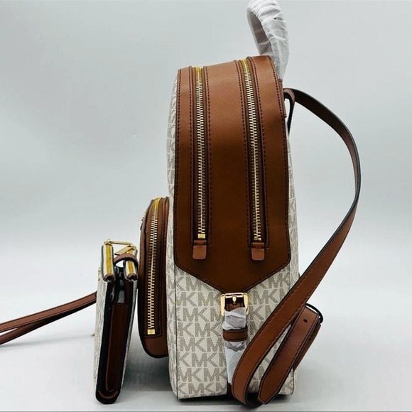 Michael Kors Medium Jaycee Zip Packet Backpack & Double Zip Wallet Wristlet - Picture 4 of 16